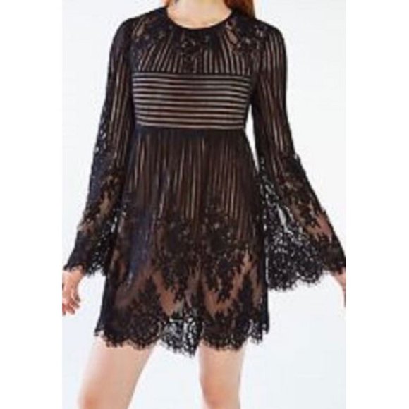 BCBGMAXAZRIA Floral Lace Dress X-Small Black - Picture 1 of 6